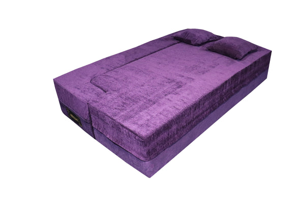 Flipper X Sofa Cum Bed Cover - 3 Seater, Plain Cushion ( Premium Molfino Fabric, Purple )