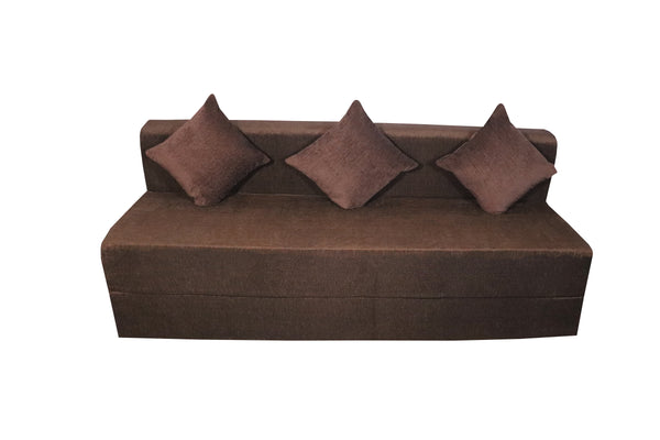 Rejoice Sofa Cum Bed - 4 Seater, Plain Cushion ( Premium Molfino Fabric, Brown )