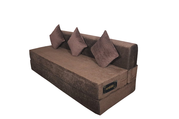 Rejoice Sofa Cum Bed - 4 Seater, Plain Cushion ( Premium Molfino Fabric, Brown )