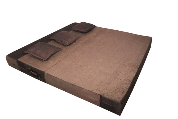 Rejoice Sofa Cum Bed - 4 Seater, Plain Cushion ( Premium Molfino Fabric, Brown )