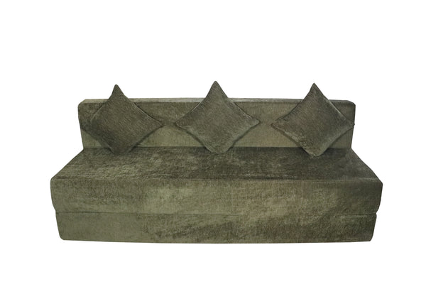 Rejoice Sofa Cum Bed Cover - 3 Seater, Plain Cushion ( Premium Molfino Fabric,  Green)