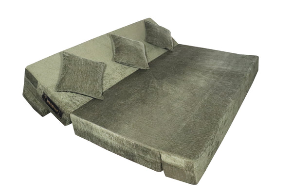 Rejoice Sofa Cum Bed Cover - 3 Seater, Plain Cushion ( Premium Molfino Fabric,  Green)