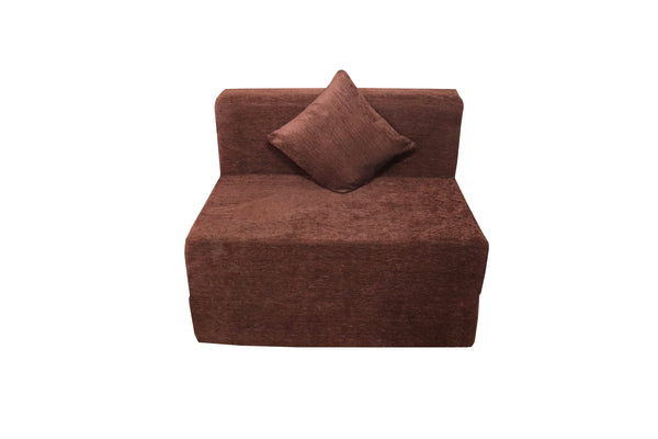 Rejoice Sofa Cum Bed Cover - 1  Seater, Plain Cushion ( Premium Molfino Fabric,  Brown )