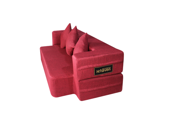 Flipper X Sofa Cum Bed - 3 Seater, Same Cushion ( Jute Fabric,Maroon )