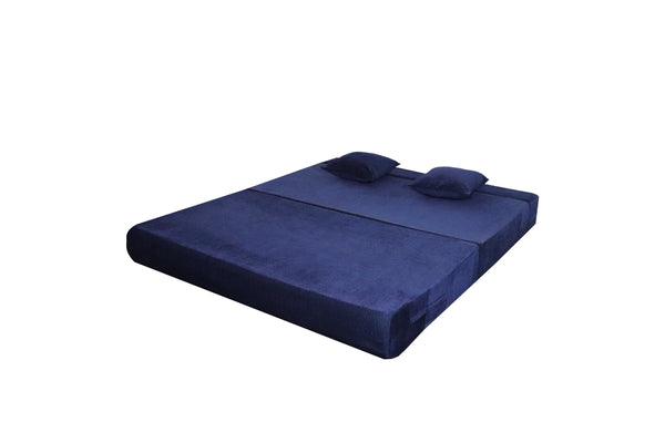 Rejoice Sofa Cum Bed Cover - 3 Seater, Plain Cushion ( Premium Molfino Fabric,  Blue )