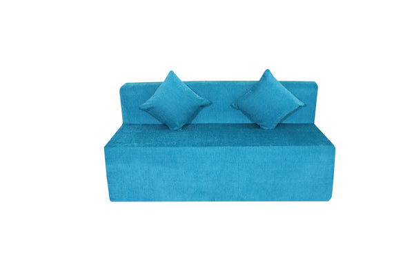 Rejoice Sofa Cum Bed Cover - 3 Seater, Plain Cushion ( Premium Molfino Fabric,  Sky Blue )