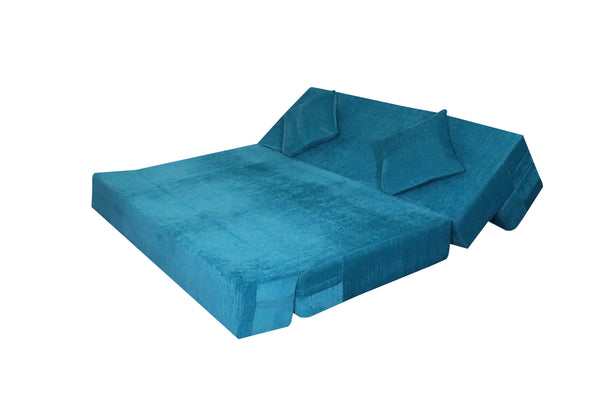 Rejoice Sofa Cum Bed Cover - 3 Seater, Plain Cushion ( Premium Molfino Fabric,  Sky Blue )