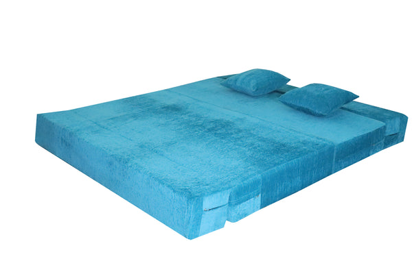 Rejoice Sofa Cum Bed Cover - 3 Seater, Plain Cushion ( Premium Molfino Fabric,  Sky Blue )