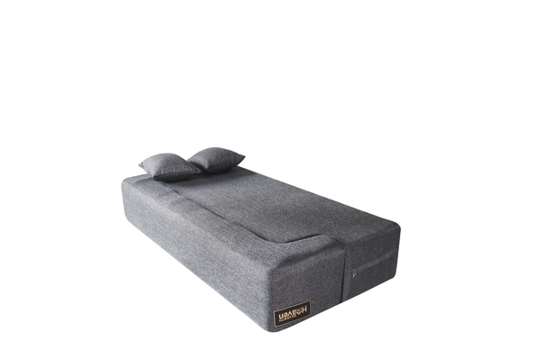 Flipper X Sofa Cum Bed - 3 Seater, Plain Cushion ( Jute Fabric, Dark Grey )