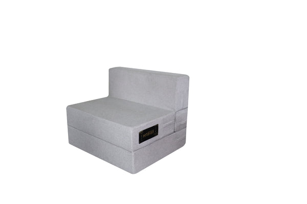 Rejoice Sofa Cum Bed - 1 Seater ( Jute Fabric, Light Grey )