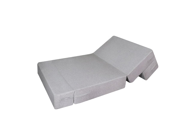 Rejoice Sofa Cum Bed - 1 Seater ( Jute Fabric, Light Grey )