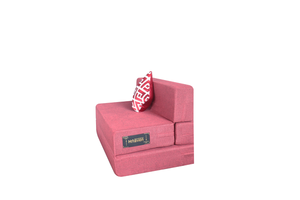 Rejoice Sofa Cum Bed - 1 Seater, Printed Cushion  ( Jute Fabric, Maroon )