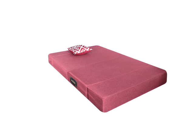 Rejoice Sofa Cum Bed - 1 Seater, Printed Cushion  ( Jute Fabric, Maroon )