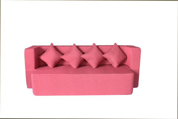 Flipper X Sofa Cum Bed - 4 Seater, Same Cushion ( Jute Fabric,Maroon )