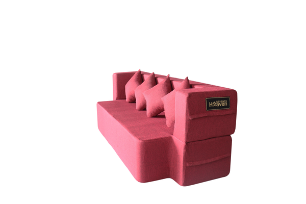 Flipper X Sofa Cum Bed - 4 Seater, Same Cushion ( Jute Fabric,Maroon )