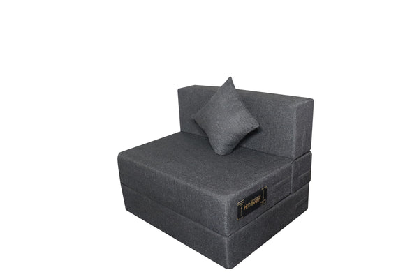 Rejoice Sofa Cum Bed Cover - 1  Seater, Plain Cushion ( Jute Fabric,  Grey  )