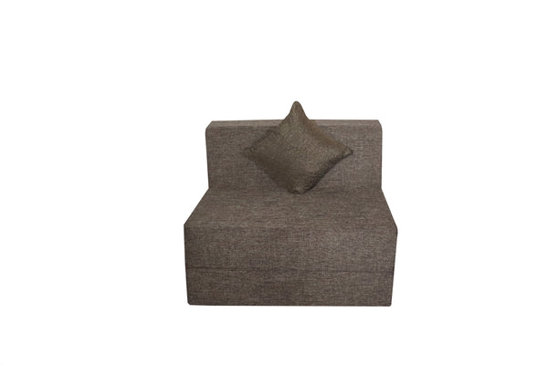 Rejoice Sofa Cum Bed - 1 Seater, Plain Cushion ( Jute Fabric,  Brown )
