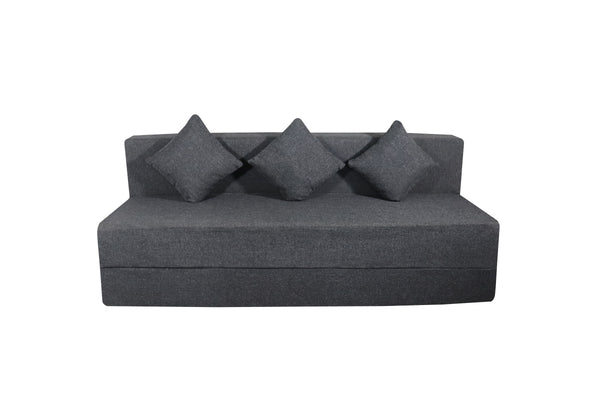 Rejoice Sofa Cum Bed Cover - 3 Seater, Plain Cushion ( Jute Fabric,  Grey )