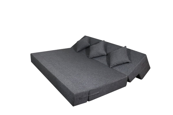 Rejoice Sofa Cum Bed Cover - 3 Seater, Plain Cushion ( Jute Fabric,  Grey )