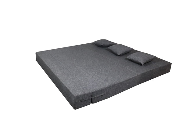 Grey Jute Fabric 6×6 Sofa cum Bed with 3 Cushion