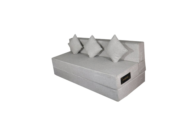 Rejoice Sofa Cum Bed -  4  Seater, Plain Cushion Cushion ( Jute Fabric, Light Grey )