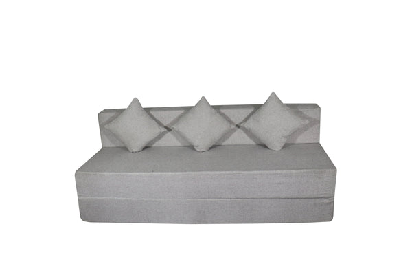 Rejoice Sofa Cum Bed Cover - 3 Seater, Plain Cushion ( Jute Fabric,  Light Grey )