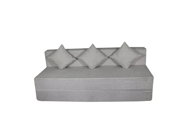 Rejoice Sofa Cum Bed -  4  Seater, Plain Cushion Cushion ( Jute Fabric, Light Grey )