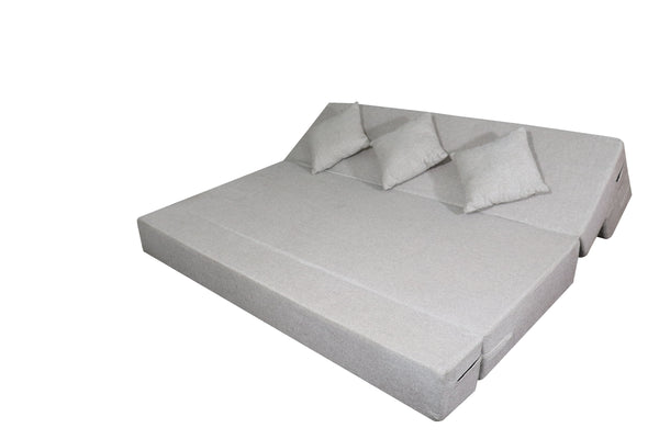 Rejoice Sofa Cum Bed -  4  Seater, Plain Cushion Cushion ( Jute Fabric, Light Grey )