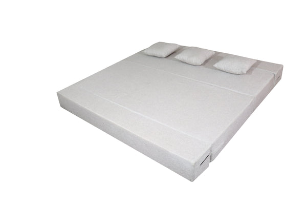 Rejoice Sofa Cum Bed Cover - 3 Seater, Plain Cushion ( Jute Fabric,  Light Grey )
