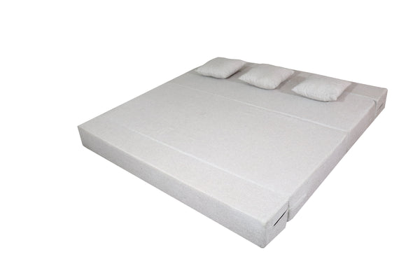 Rejoice Sofa Cum Bed -  4  Seater, Plain Cushion Cushion ( Jute Fabric, Light Grey )