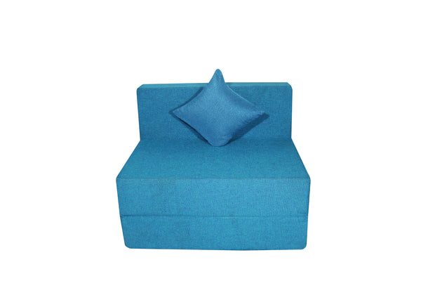 Rejoice Sofa Cum Bed Cover - 1  Seater, Plain Cushion ( Jute Fabric,  Blue )