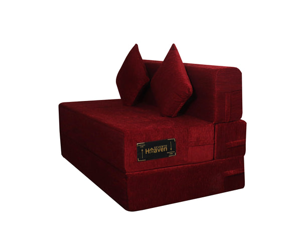 Rejoice Sofa Cum Bed - 2 Seater, Plain Cushion ( Premium Molfino Fabric, Maroon )