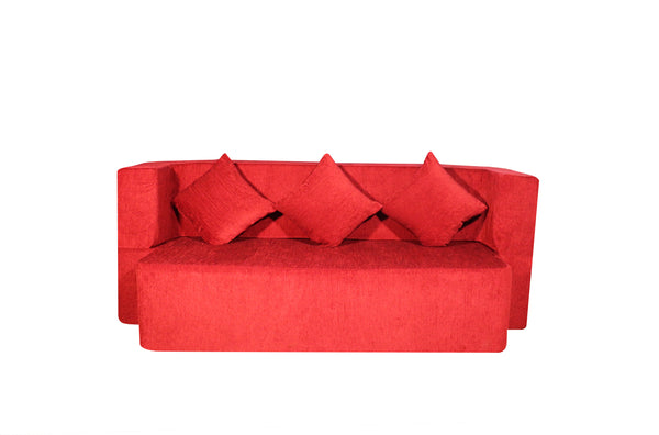 Flipper X Sofa Cum Bed - 3  Seater, Plain Cushion ( Premium Molfino Fabric, Maroon )