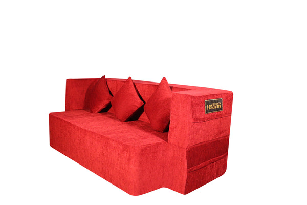 Flipper X Sofa Cum Bed - 3  Seater, Plain Cushion ( Premium Molfino Fabric, Maroon )