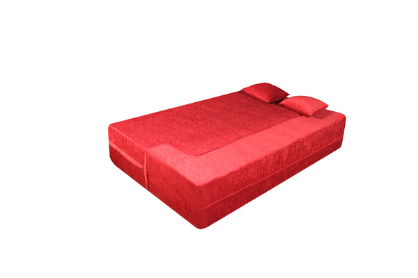Flipper X Sofa Cum Bed - 3  Seater, Plain Cushion ( Premium Molfino Fabric, Maroon )