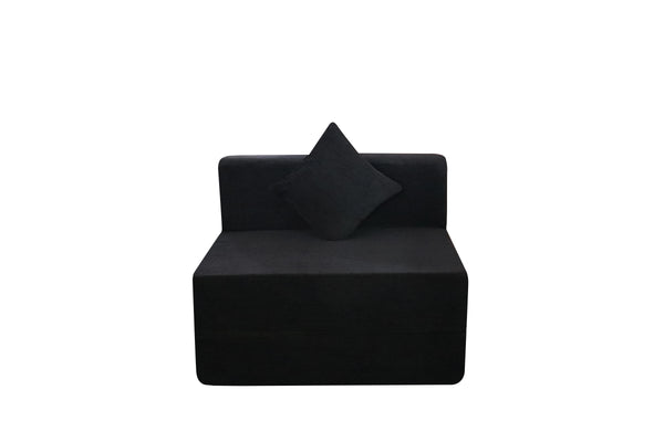 Rejoice Sofa Cum Bed - 1 Seater, Plain Cushion (Jute Fabric, Black  )