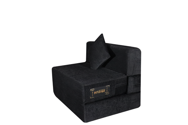 Rejoice Sofa Cum Bed - 1 Seater, Plain Cushion (Jute Fabric, Black  )