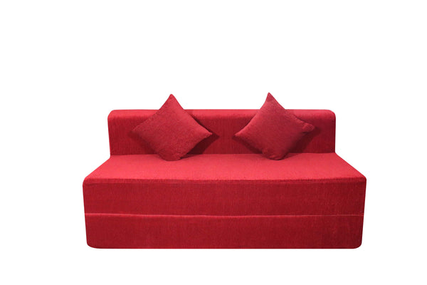 Rejoice Sofa Cum Bed - 3 Seater, Plain Cushion ( Premium Molfino Fabric, Maroon )