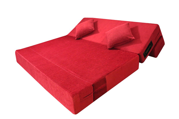 Rejoice Sofa Cum Bed - 3 Seater, Plain Cushion ( Premium Molfino Fabric, Maroon )