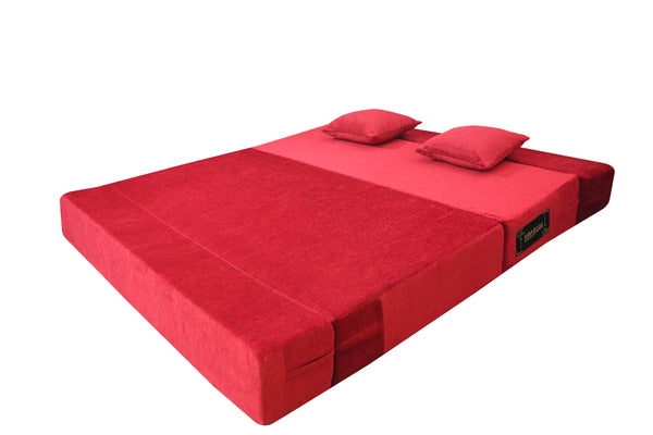 Rejoice Sofa Cum Bed - 3 Seater, Plain Cushion ( Premium Molfino Fabric, Maroon )