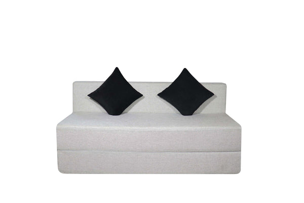 Rejoice Sofa Cum Bed - 3 Seater Printed Cushion ( Jute Fabric,  Light Grey )