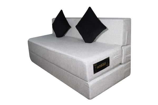 Rejoice Sofa Cum Bed - 3 Seater Printed Cushion ( Jute Fabric,  Light Grey )
