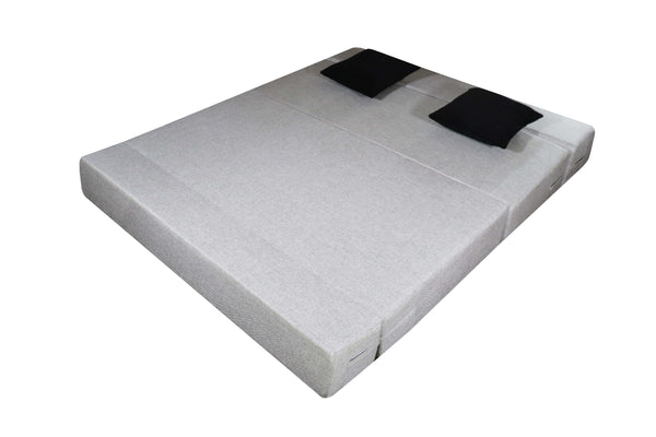 Rejoice Sofa Cum Bed - 3 Seater Printed Cushion ( Jute Fabric,  Light Grey )