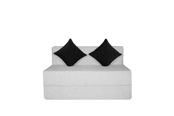 Rejoice Sofa Cum Bed - 2 Seater Printed Cushion ( Jute Fabric,  Light Grey )