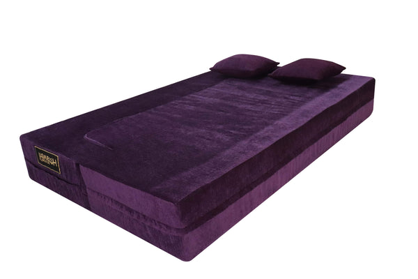 Flipper X Sofa Cum Bed - 3  Seater, Plain Cushion ( Premium Molfino Fabric, Purple )