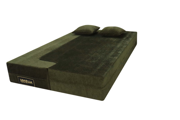 Flipper X Sofa Cum Bed - 3  Seater, Plain Cushion ( Premium Molfino Fabric, Green)