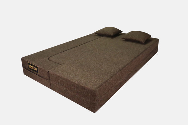 Flipper X Sofa Cum Bed - 3  Seater, Plain Cushion ( Jute Fabric, Brown )