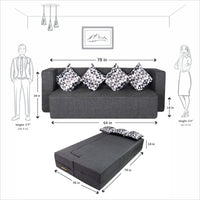 cover of grey jute fabric 78x36x14 flipperx sofa cum bed