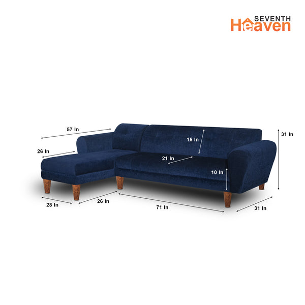 Milan 6 Seater Sofa Left Corner- ( Premium Molfino Fabric- Blue )