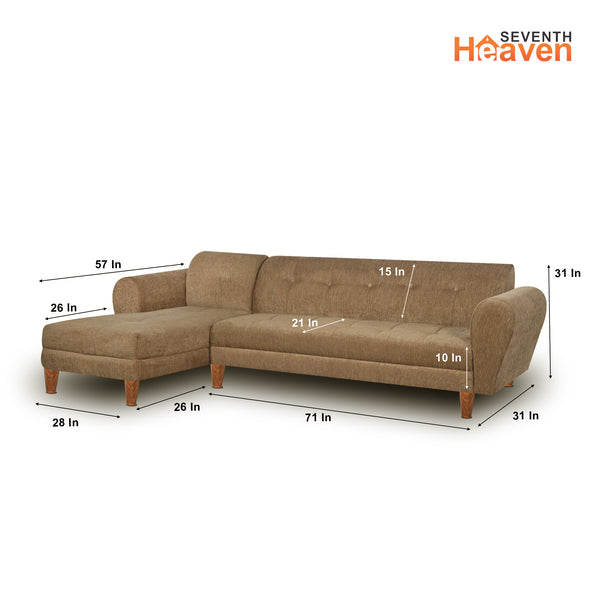 Milan 6 Seater Sofa Left Corner- ( Premium Molfino Fabric- Beige )